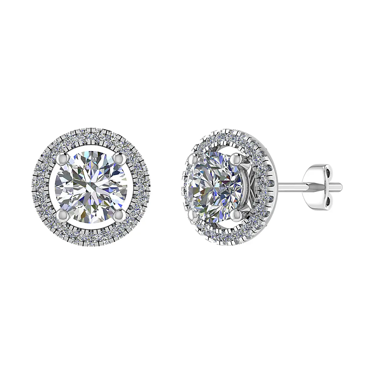 Double Halo Diamond Stud Earrings
